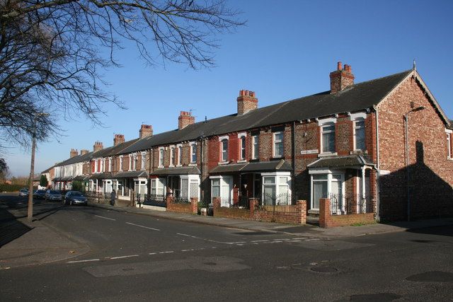 Row of red-brick terraced houses on Cromwell Terrace, Thornaby
